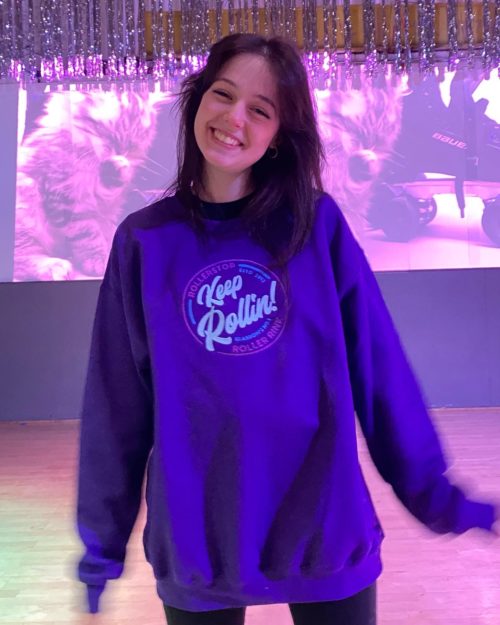 purple keep rollin sweatshirt